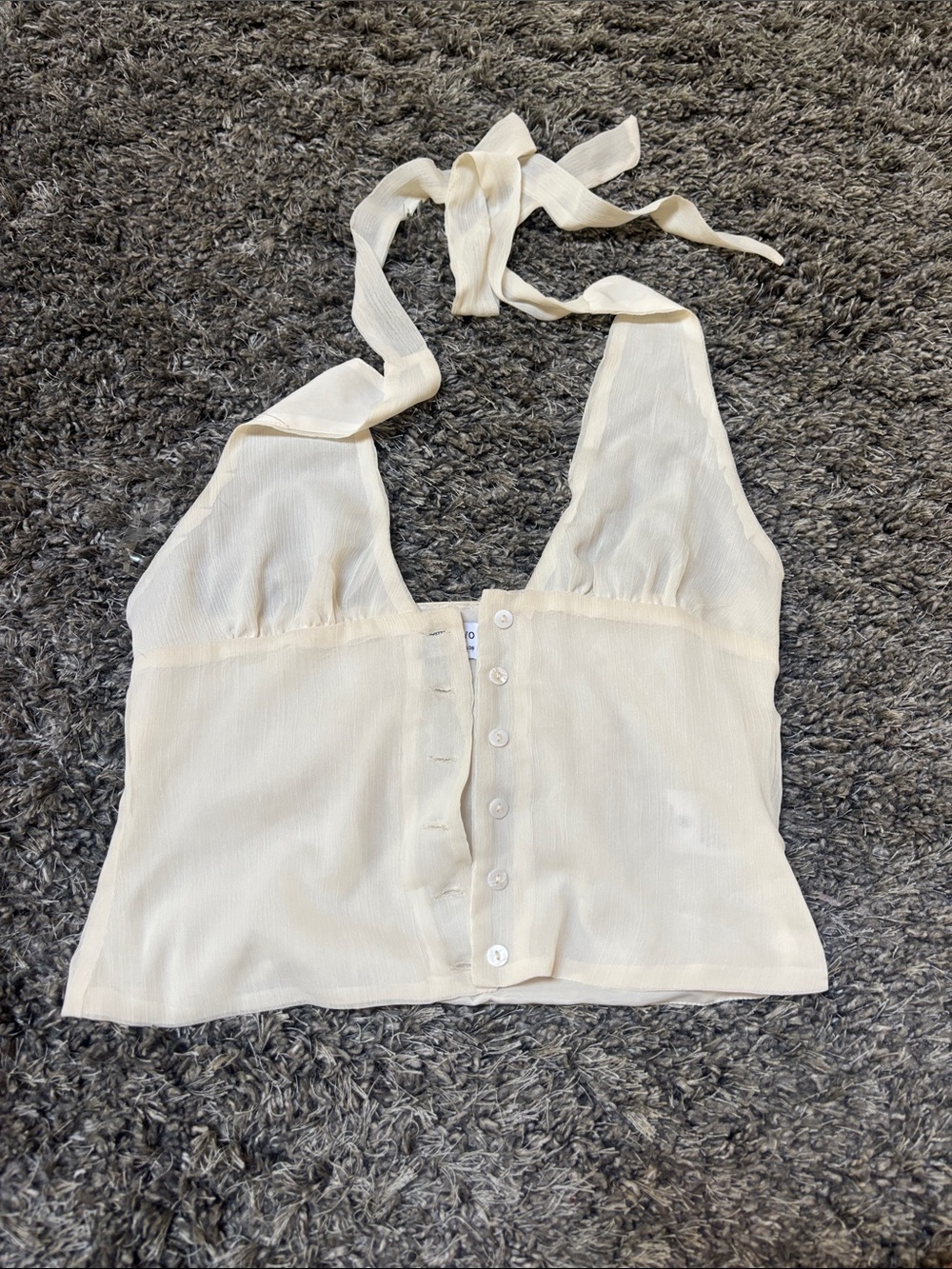 Peppermayo Cream Halter Button-Front Tank Top
